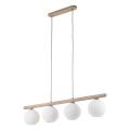 Stylowa lampa wisząca z czterema mlecznymi, ryflowanymi kloszami na belce VIRLO WHITE 4xE14 11080 TK Lighting