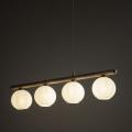 Stylowa lampa wisząca z czterema mlecznymi, ryflowanymi kloszami na belce VIRLO WHITE 4xE14 11080 TK Lighting