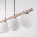 Stylowa lampa wisząca z czterema mlecznymi, ryflowanymi kloszami na belce VIRLO WHITE 4xE14 11080 TK Lighting