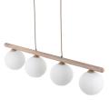 Stylowa lampa wisząca z czterema mlecznymi, ryflowanymi kloszami na belce VIRLO WHITE 4xE14 11080 TK Lighting