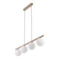 Stylowa lampa wisząca z czterema mlecznymi, ryflowanymi kloszami na belce VIRLO WHITE 4xE14 11080 TK Lighting
