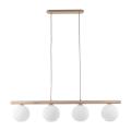Stylowa lampa wisząca z czterema mlecznymi, ryflowanymi kloszami na belce VIRLO WHITE 4xE14 11080 TK Lighting