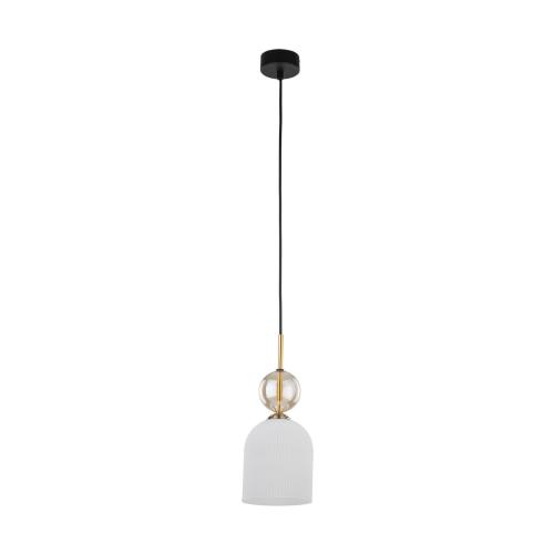 Lampa wisząca do salonu w stylu glamour, szklany ryflowany klosz dekoracyjny SOPHIA COGNAC WHITE 1xE14 11020 TK Lighting