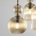 Lampa wisząca z sześcioma szklanymi, bursztynowymi kloszami na prostokątnej rozecie do jadalni SOPHIA COGNAC 6xE14 11044 TK Lighting