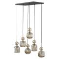 Lampa wisząca z sześcioma szklanymi, bursztynowymi kloszami na prostokątnej rozecie do jadalni SOPHIA COGNAC 6xE14 11044 TK Lighting