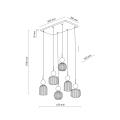 Lampa wisząca z sześcioma szklanymi, bursztynowymi kloszami na prostokątnej rozecie do jadalni SOPHIA COGNAC 6xE14 11044 TK Lighting