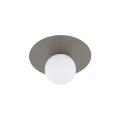 Lampa sufitowa z dekoracyjnym, brązowym talerzykiem i białym kloszem do salonu PIXI NEW BROWN 1xG9 11335 TK Lighting