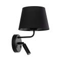 Czarny kinkiet z włącznikiem i dodatkowym ramieniem do czytania do sypialni MAJA BLACK 1xE27 / 1xG9 11392 TK Lighting