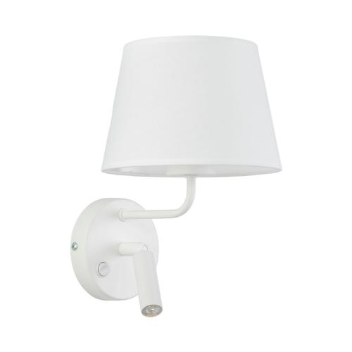Biały kinkiet z włącznikiem i dodatkowym ramieniem do czytania do sypialni MAJA WHITE 1xE27 / 1xG9 11393 TK Lighting