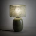 Stylowa lampa stołowa z zieloną, szklaną podstawą i lnianym abażurem MELODY OLIVE 1xE27 16183 TK Lighting