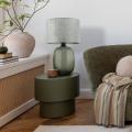 Stylowa lampa stołowa z zieloną, szklaną podstawą i lnianym abażurem MELODY OLIVE 1xE27 16183 TK Lighting