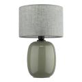 Stylowa lampa stołowa z zieloną, szklaną podstawą i lnianym abażurem MELODY OLIVE 1xE27 16183 TK Lighting