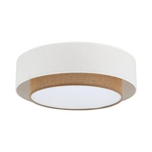 Lampa sufitowa z podwójnym abażurem, tkanina i juta do sypialni DUO WHITE Ø50cm 11585 TK Lighting