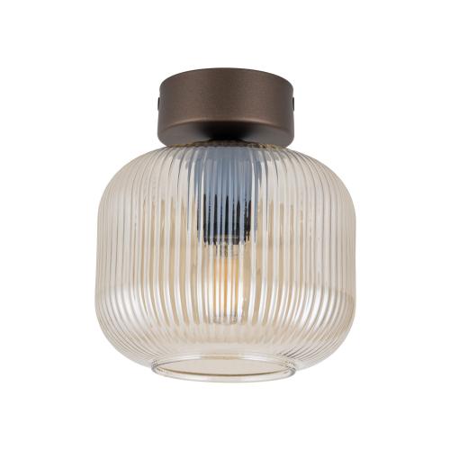 Lampa sufitowa brązowa ze szklanym, ryflowanym kloszem do jadalni SALVIA BROWN 1xE14 11358 TK Lighting