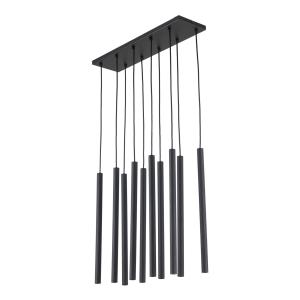 Czarna lampa wisząca z 10 podłużnymi kloszami rurkami do jadalni nad stół FERRO 10xG9 11489 TK Lighting