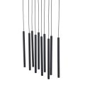 Czarna lampa wisząca z 10 podłużnymi kloszami rurkami do jadalni nad stół FERRO 10xG9 11489 TK Lighting