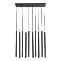 Czarna lampa wisząca z 10 podłużnymi kloszami rurkami do jadalni nad stół FERRO 10xG9 11489 TK Lighting