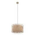 Lampa wisząca do jadalni w stylu boho, jutowy abażur z tkaninowymi paskami HARMONY Sabia 1xE27 11460 TK Lighting