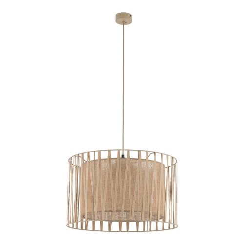 Lampa wisząca do sypialni w stylu boho, abażur z juty ozdobiony paskami tkaniny HARMONY Sabia 3xE27 11461 TK Lighting