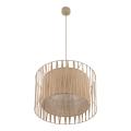 Lampa wisząca do sypialni w stylu boho, abażur z juty ozdobiony paskami tkaniny HARMONY Sabia 3xE27 11461 TK Lighting