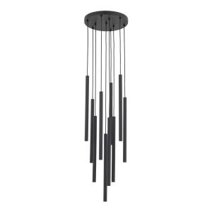 Czarna, nowoczesna lampa wisząca z podłużnymi kloszami rurkami nad blat stołu FERRO 10xG9 11492 TK Lighting