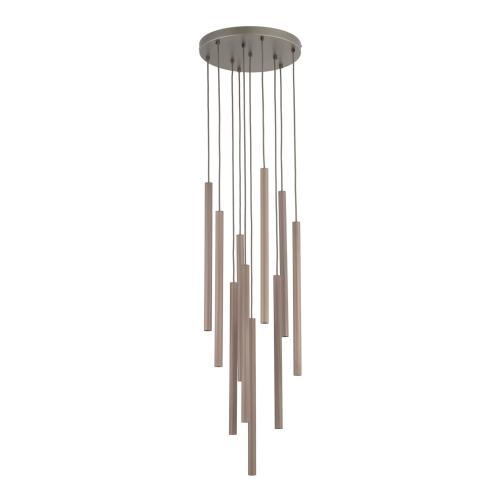 Nowoczesna, brązowa lampa wisząca z podłużnymi kloszami rurkami nad blat stołu FERRO 10xG9 11493 TK Lighting