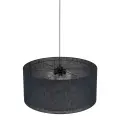 Czarna, klasyczna lampa wisząca z tkaninowym kloszem Ø77cm do dużej jadalni LARGO Czarny 3xE27 11486 TK Lighting