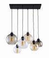 6-punktowa lampa wisząca z kolorowymi kloszami ze szkła do przestronnego salonu 6xE27 CUBUS 2164 TK Lighting