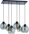 Lampa wisząca do nowoczesnego salonu lub jadalni - sześć szklanych kloszy w odcieniu lustrzanego grafitu 6xE27 CUBUS GRAPHITE 2833 TK Lighting
