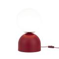 Wysoka na 52cm lampa stołowa z czerwoną podstawą i białym, kulistym kloszem MIKI 1xE27 16217 TK Lighting