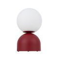 Wysoka na 52cm lampa stołowa z czerwoną podstawą i białym, kulistym kloszem MIKI 1xE27 16217 TK Lighting