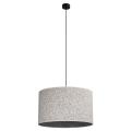 Stonowana lampa wisząca z tkaninowym abażurem do jadalni nad stół VELLUM BLACK 1xE27 średnica 50cm 10751 TK Lighting