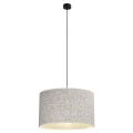 Stonowana lampa wisząca z tkaninowym abażurem do jadalni nad stół VELLUM BLACK 1xE27 średnica 50cm 10751 TK Lighting
