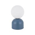 Niebieska lampka nocna, stołowa z białym kloszem kulą ze szkła MIKI NAVY 1*G9 11387 TK Lighting