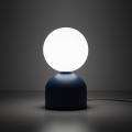 Niebieska lampka nocna, stołowa z białym kloszem kulą ze szkła MIKI NAVY 1*G9 11387 TK Lighting