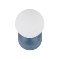 Niebieska lampka nocna, stołowa z białym kloszem kulą ze szkła MIKI NAVY 1*G9 11387 TK Lighting