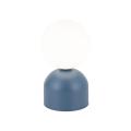 Niebieska lampka nocna, stołowa z białym kloszem kulą ze szkła MIKI NAVY 1*G9 11387 TK Lighting