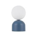 Niebieska lampka nocna, stołowa z białym kloszem kulą ze szkła MIKI NAVY 1*G9 11387 TK Lighting