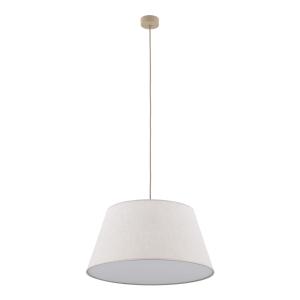 Minimalistyczna lampa wisząca do salonu, jasny lniany abażur i biała blenda FORMO SABIA LEN 1xE27 11317 TK Lighting