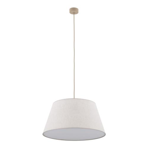 Minimalistyczna lampa wisząca do salonu, jasny lniany abażur i biała blenda FORMO SABIA LEN 1xE27 11317 TK Lighting