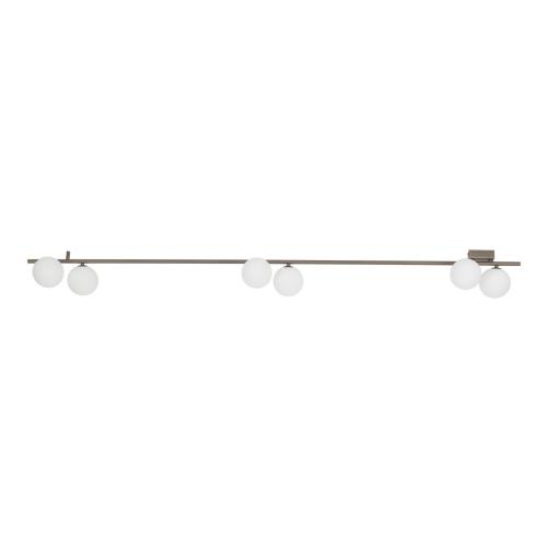 Brązowa listwa sufitowa z sześcioma kulistymi, białymi kloszami IMELO NEW BROWN 6xG9 11332 TK Lighting