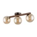 3-punktowa lampa sufitowa drewniana ze szklanymi kloszami kulkami w kolorze bursztynu ESTERA WOOD 3xG9 11093 TK Lighting