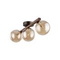 3-punktowa lampa sufitowa drewniana ze szklanymi kloszami kulkami w kolorze bursztynu ESTERA WOOD 3xG9 11093 TK Lighting