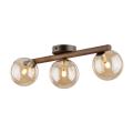 3-punktowa lampa sufitowa drewniana ze szklanymi kloszami kulkami w kolorze bursztynu ESTERA WOOD 3xG9 11093 TK Lighting