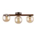 3-punktowa lampa sufitowa drewniana ze szklanymi kloszami kulkami w kolorze bursztynu ESTERA WOOD 3xG9 11093 TK Lighting