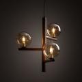 Lampa wisząca z drewnianymi elementami i szklanymi kloszami w kolorze bursztynowym do salonu ESTERA WOOD 3xG9 11095 TK Lighting