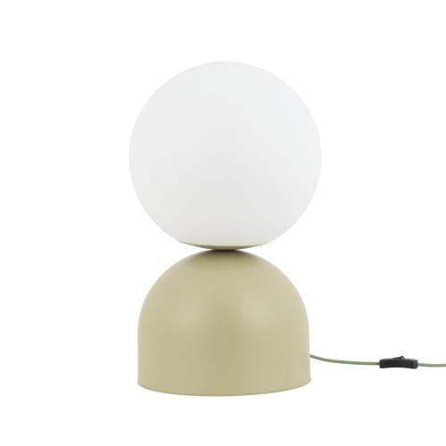 Zielona lampka nocna do sypialni, zielona podstawa i biały klosz kulka MIKI PISTACIO BIG 52cm wysokości 1xE27 11430 TK Lighting