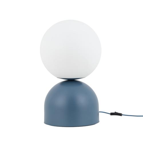 Niebieska lampka stołowa, nocna z białym kulistym kloszem MIKI NAVY BIG 1xE27 wysokość 52cm 11431 TK Lighting