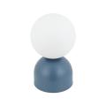 Niebieska lampka stołowa, nocna z białym kulistym kloszem MIKI NAVY BIG 1xE27 wysokość 52cm 11431 TK Lighting