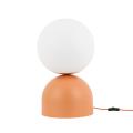 Lampka stołowa z pomarańczową podstawą i białym kloszem kulką MIKI SALMON BIG nowoczesna 1xE27 11432 TK Lighting